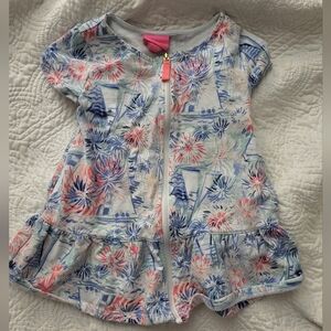 Lilly Pulitzer Terry Knit Full Zip Flare Bottom Sea to Shining Sea Dress